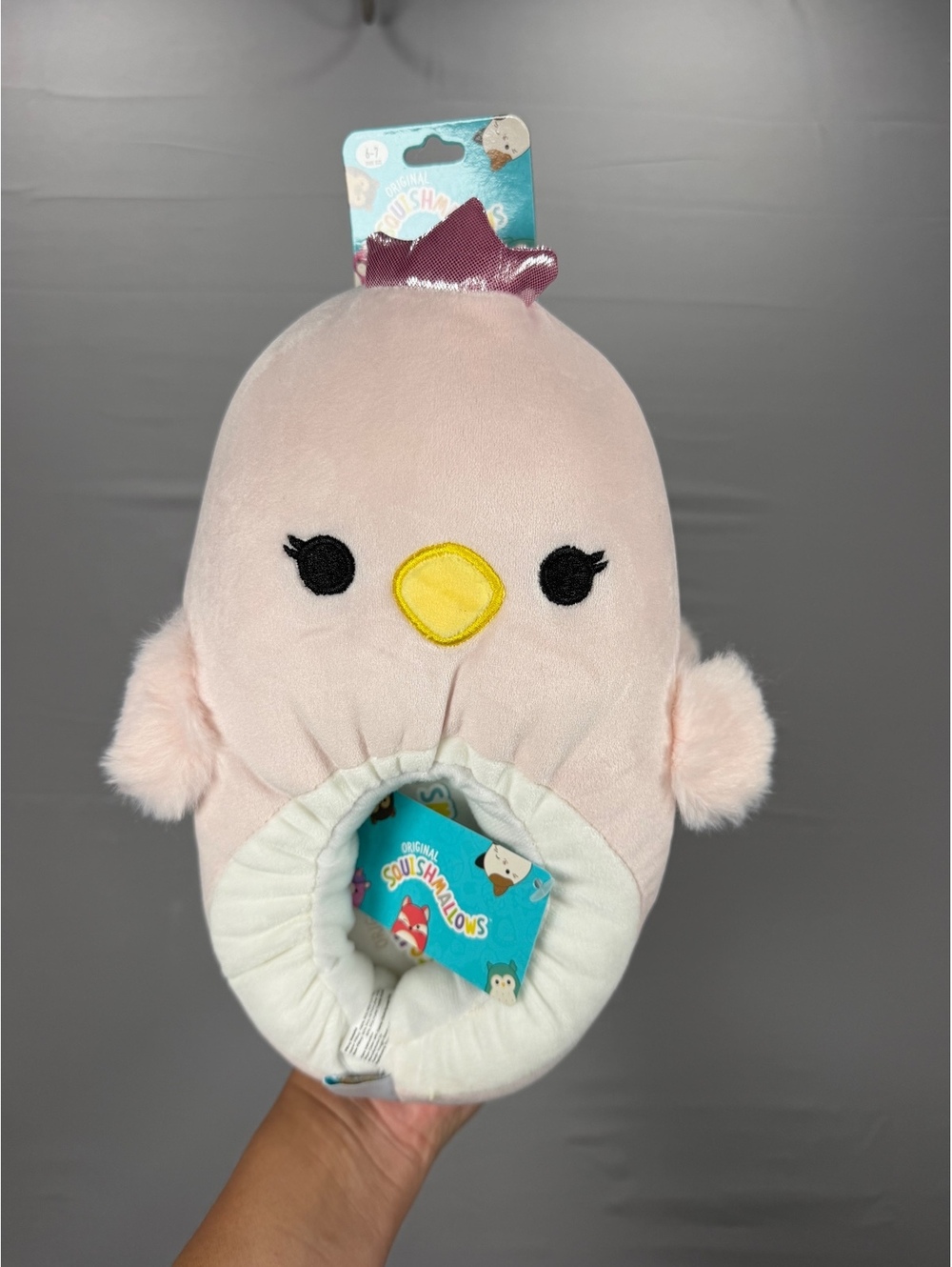 Squishmallows Jazwares Pink Chick Plush Slippers Size 6-7